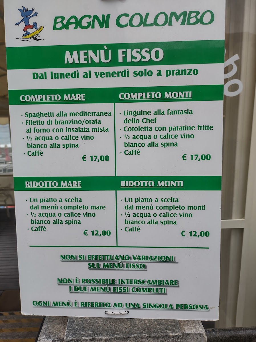 Menu Bagni Colombo Spiaggia E Ristorante-1